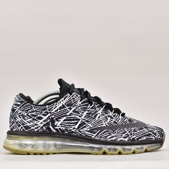RARE NIKE WOMENS 12 WHITE BLACK PRINT AIR MAX 2016 RUNNING SNEAKERS ZEBRA CAMO - Picture 1 of 9